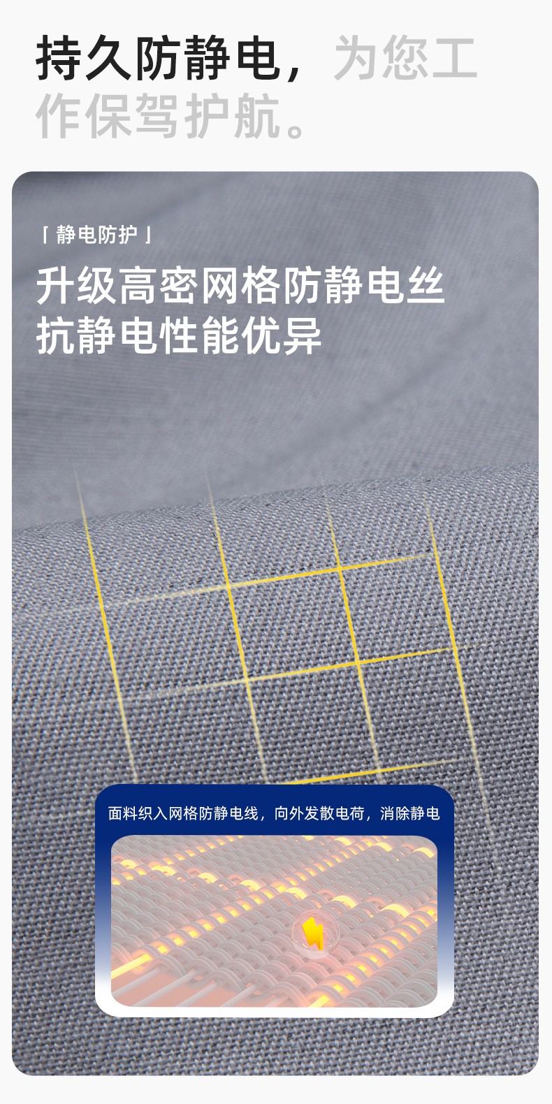 JC-H9935 纯棉防静电工作服套装男汽修车间工厂电焊服厂服反光条工装劳保服(图4)