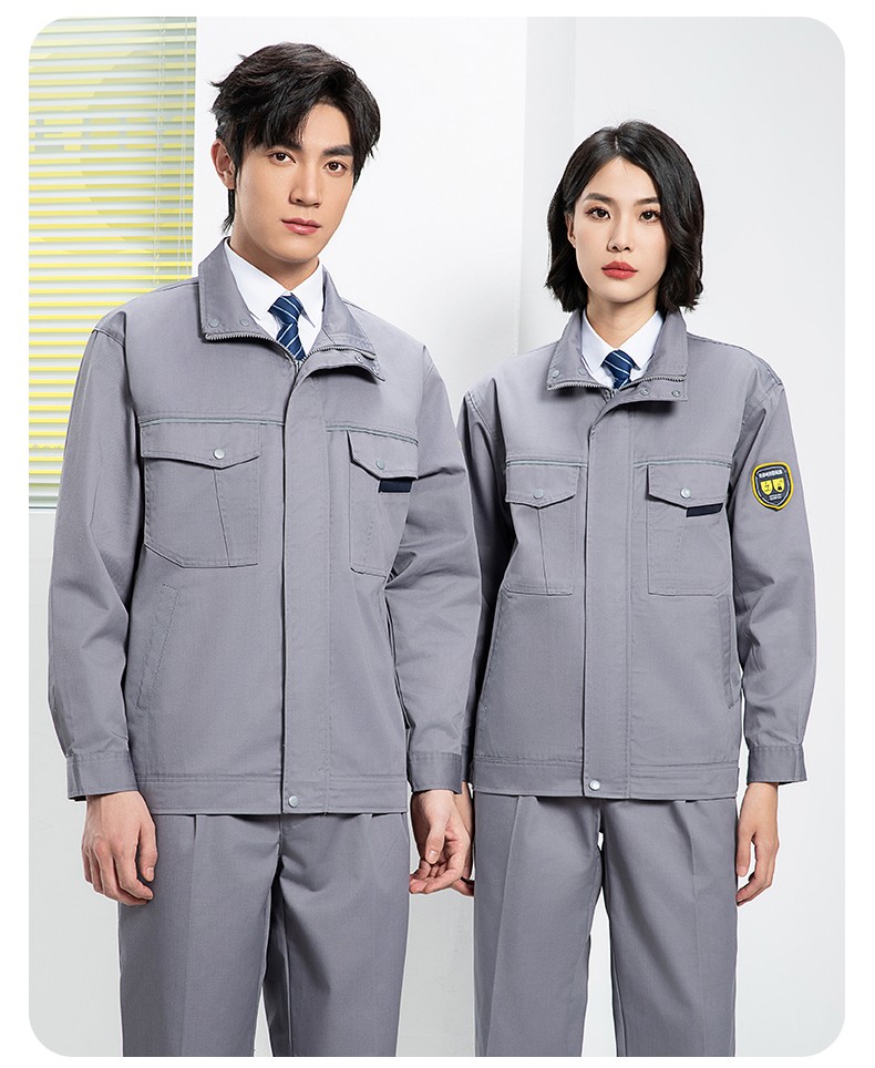 YJ-1302 防静电防酸碱工作服套装男春秋化工厂反光条耐磨工装劳保服定制(图20)