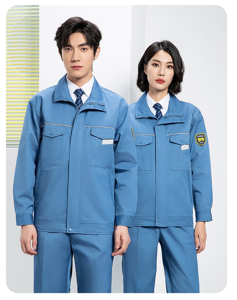 YJ-1302 防静电防酸碱工作服套装男春秋化工厂反光条耐磨工装劳保服定制(图22)