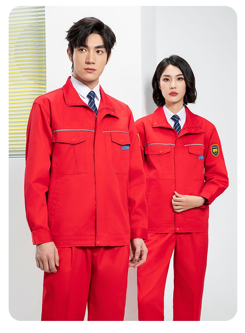 YJ-1302 防静电防酸碱工作服套装男春秋化工厂反光条耐磨工装劳保服定制(图25)