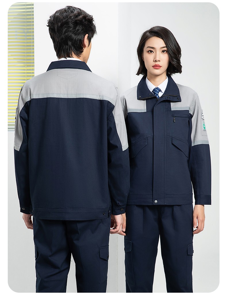 YJ-8007 防静电工作服男纯棉拼色套装春秋汽车机修服车间工厂劳保服定制(图19)